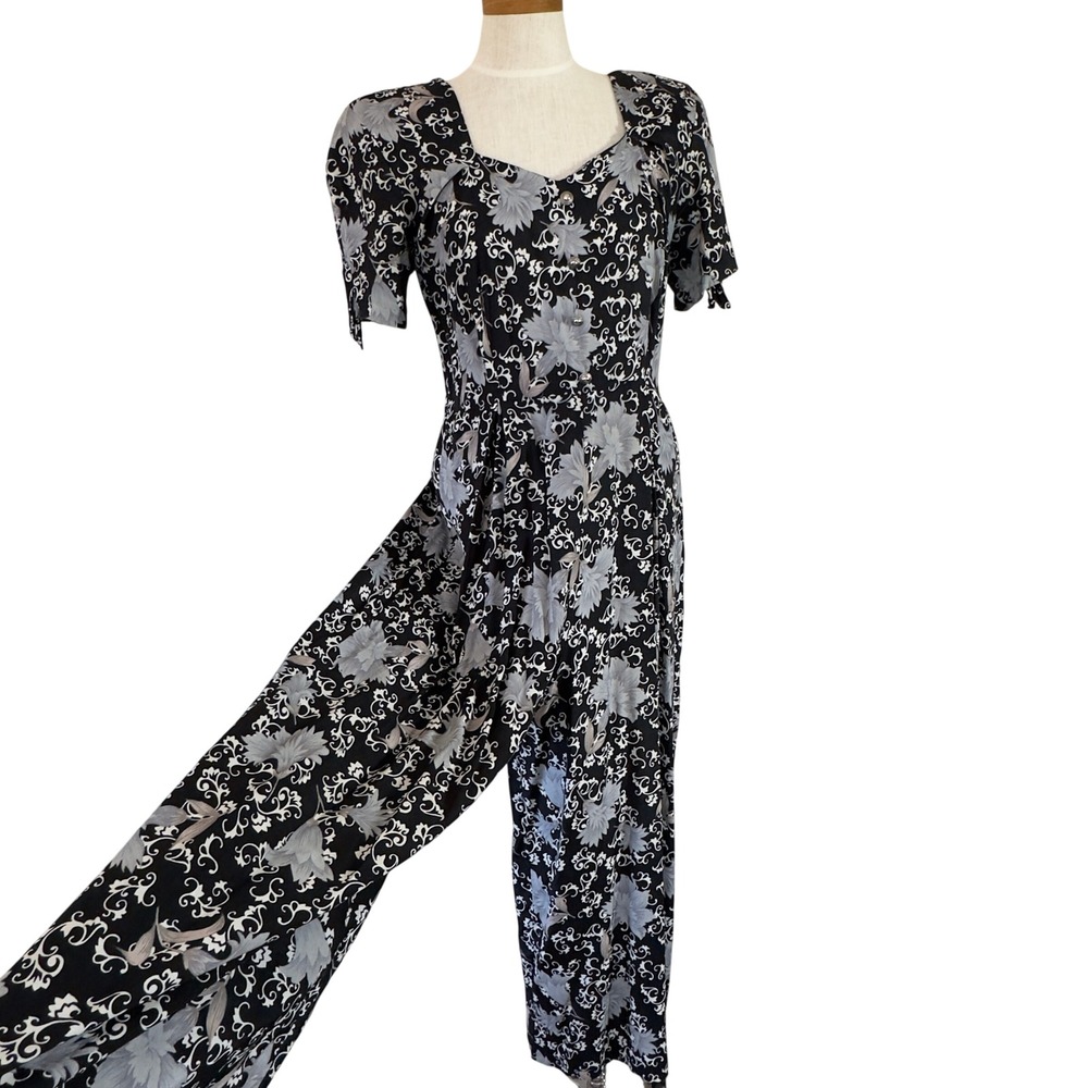 Vtg 90s CDC Caren Desiree Womens 14 Jumpsuit Wide Leg Retro Cottagecore USA 1990